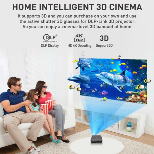 P11 4K HD DLP Mini 3D Projecteur 4G + 32G Micro Smart Micro Projecteur, Style: Plug UE (Noir) SH403A267-07