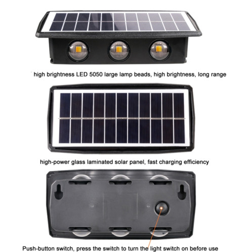 Applique solaire 8LED extérieure étanche haut et bas projecteurs à deux têtes (lumière chaude) SH903C932-06