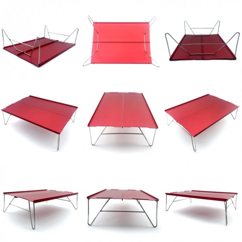 Portable en plein air Mini-aluminium Table de pique-nique pliant ultralight Camping Pêche autonome barbecue Petite table basse (rouge) SH901F1804-08