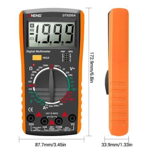 Multimètre numérique intelligent de haute précision ANENG Automatique, modèle: clé de maintien DT9205A (rouge) SA501B1762-07