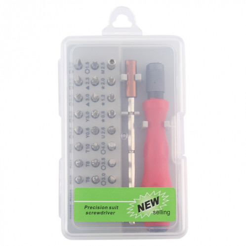 Outil de réparation de démontage de téléphone portable en acier CRV 32 en 1 Jeu de tournevis combinés multifonction (rouge) SH201C885-013