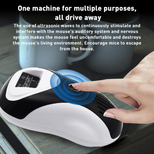 Répulsif de souris multifonctionnel à ultrasons Répulsif d'insectes silencieux à économie d'énergie, type de prise : (noir blanc) SH403C353-07