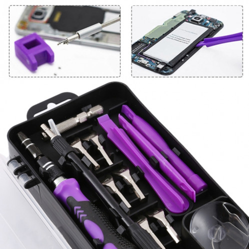 135 en 1 bricolage outil de démontage de téléphone portable réparation d'horloge outil multifonction ensemble de tournevis (noir violet) SH501C1991-012