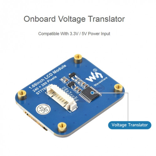 Module d'affichage LCD IPS de résolution 1,69 pouces 240 × 280 Waveshare avec interface SPI SW25061564-010