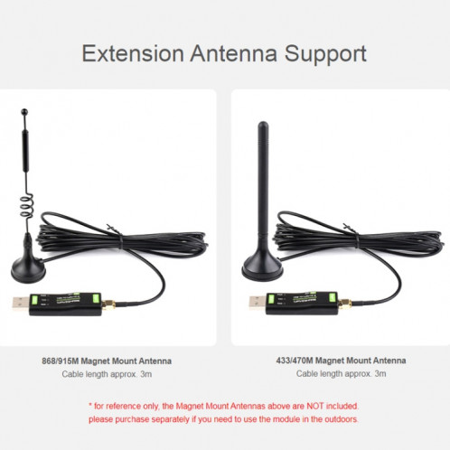 2 pièces Waveshare 24514 Module de transfert de données USB vers LoRa basé sur la Version SX1262 LF utilisant l'oscillateur à cristal XTAL SW7703872-015