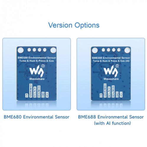 Le capteur environnemental Waveshare BME680 prend en charge la détection de température/humidité/pression barométrique/gaz SW87011499-06