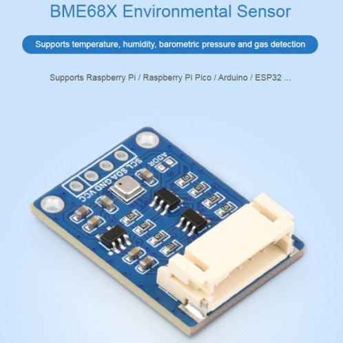Le capteur environnemental Waveshare BME688 prend en charge la détection de température/humidité/pression barométrique/gaz SW87021978-06
