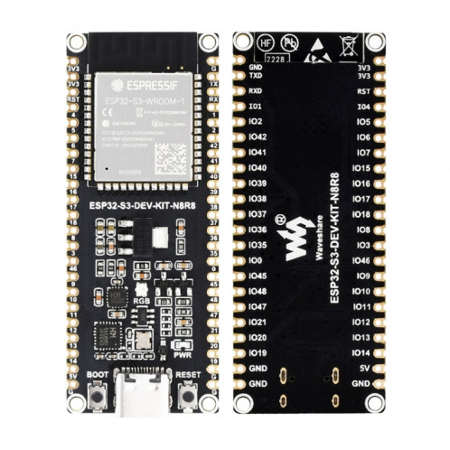 Microcontrôleur Waveshare ESP32-S3 Carte de développement Wi-Fi 2,4 GHz ESP32-S3-WROOM-1-N8R8 Module Standard Ver. SW1901352-011