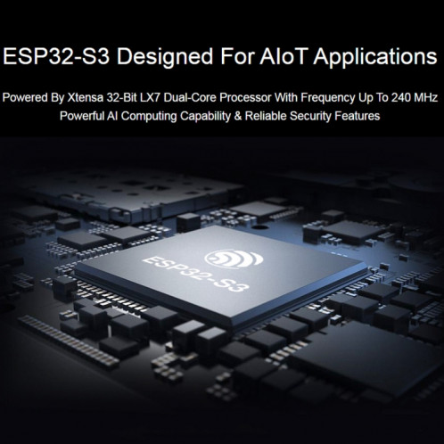 Microcontrôleur Waveshare ESP32-S3 Carte de développement Wi-Fi 2,4 GHz ESP32-S3-WROOM-1-N8R8 Module Standard Ver.Avec en-tête d'épingle SW1902238-011