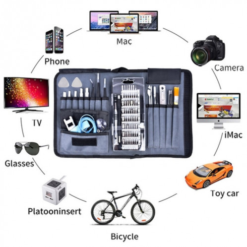 Sac en tissu portable Démontage de téléphone portable Outil de maintenance Outil combiné multifonction Ensemble de tournevis (bleu) SH301D686-013