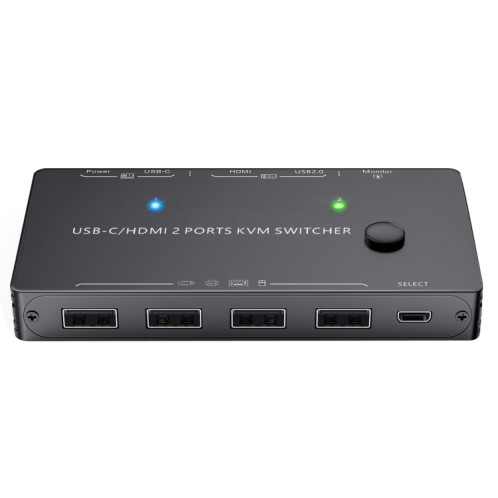 KCEVE-201TC Commutateur HDMI + entrée Type-C 2 en 1 sortie 4K 60HZ KVM HD (noir) SH101A605-06