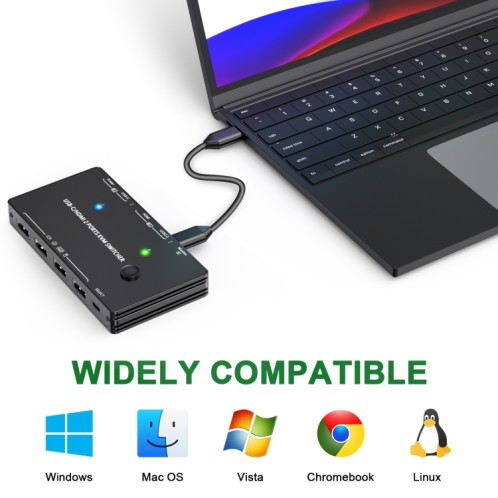 KCEVE-201TC Commutateur HDMI + entrée Type-C 2 en 1 sortie 4K 60HZ KVM HD (noir) SH101A605-06