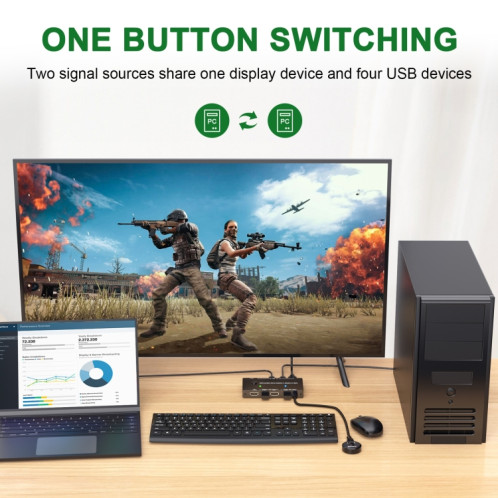 KCEVE-201TC Commutateur HDMI + entrée Type-C 2 en 1 sortie 4K 60HZ KVM HD (noir) SH101A605-06
