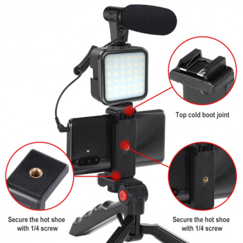 Kit-01LM 3 en 1 Shoot vidéo LED Trépied Light Trépied LIVE Microphone en direct, Spécifications: Modèle de chargement USB SH60021488-06