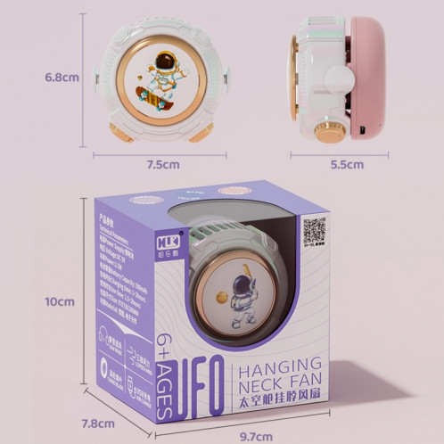 MD666-3 Cartoon Space Capsule Mini ventilateur de cou suspendu sans lame portable (rose) SH901B502-08
