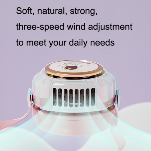MD666-3 Cartoon Space Capsule Mini ventilateur de cou suspendu sans lame portable (rose) SH901B502-08