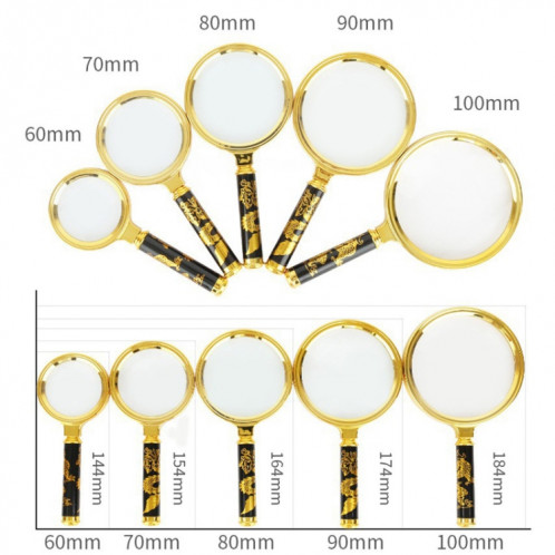 Loupe portative pour livres de lecture pour personnes âgées 2 pièces, diamètre : 80 mm (poignée non amovible) SH503A1006-07