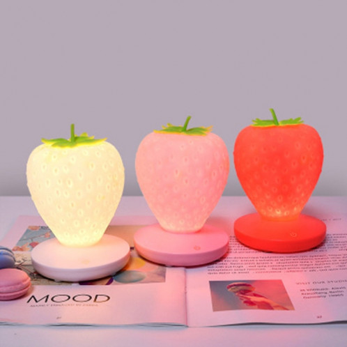 Creative Home LED Silicone Strawberry Night Light USB Rechargeable Chevet Décoration Atmosphère Lumière (Rose) SH701A1815-07