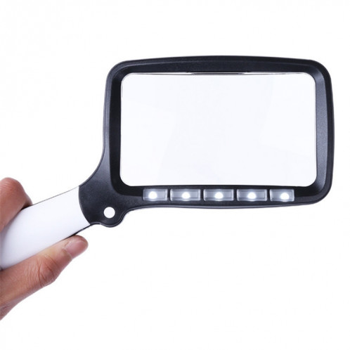 2X portable pliant cinq lumières LED pour les personnes âgées lisant des journaux HD lentille optique acrylique loupe SH73671824-06
