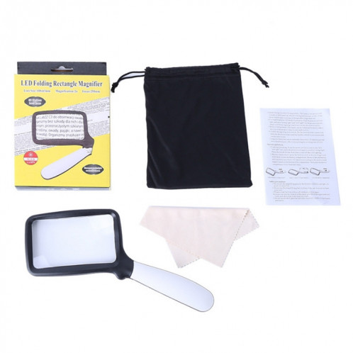 2X portable pliant cinq lumières LED pour les personnes âgées lisant des journaux HD lentille optique acrylique loupe SH73671824-06