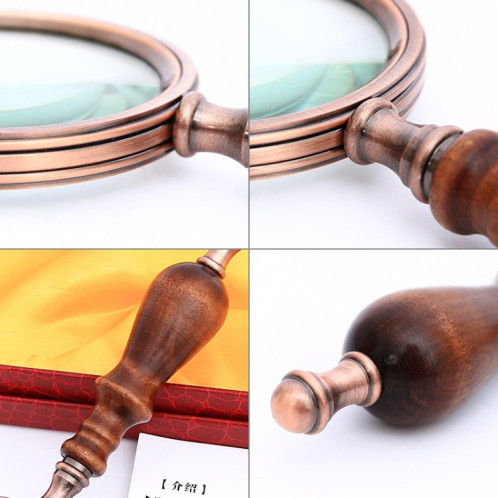 10X poignée en bois en métal loupe de lecture rétro loupe de cadeau ébène de poche SH8622970-05