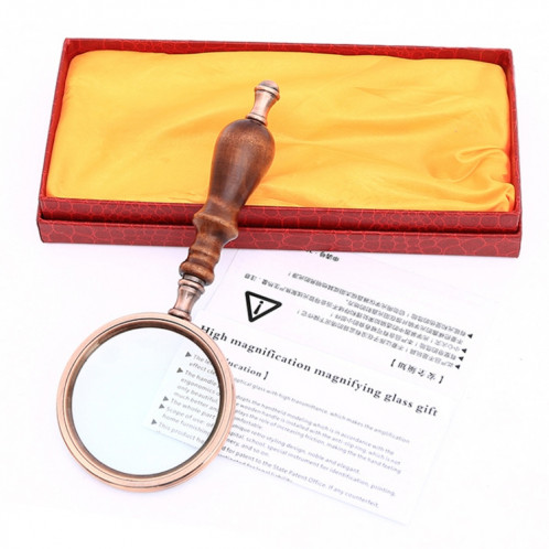 10X poignée en bois en métal loupe de lecture rétro loupe de cadeau ébène de poche SH8622970-05