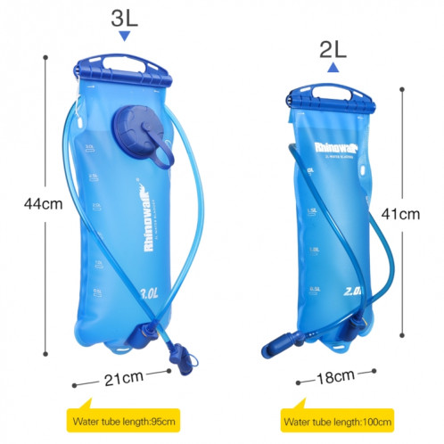 Sac à eau pour vélo Rhinowalk 2L / 3L à ouverture complète Sac à eau potable en plein air, couleur: RK18101 bleu 2L SR33011088-010