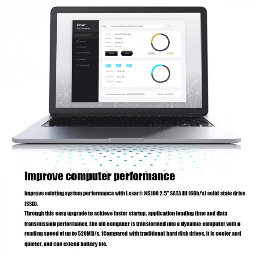 Disque SSD de bureau SSD pour ordinateur portable Lexar NS100 2,5 pouces SATA3, capacité: 1 To (gris) SL804A146-08