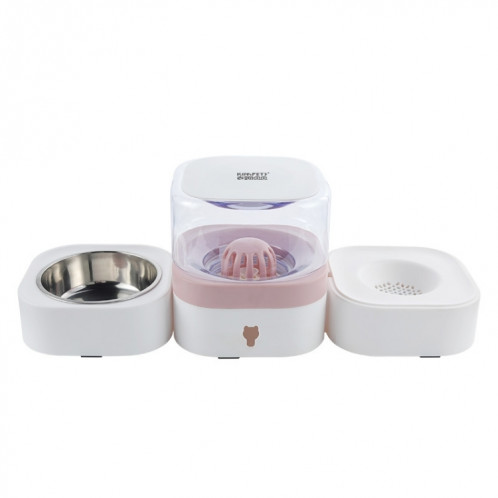 Fontaine à boire automatique lavable amovible transparente pour animaux de compagnie avec boîte à aliments en acier inoxydable, spécification: bol simple (rose) SH9301671-08