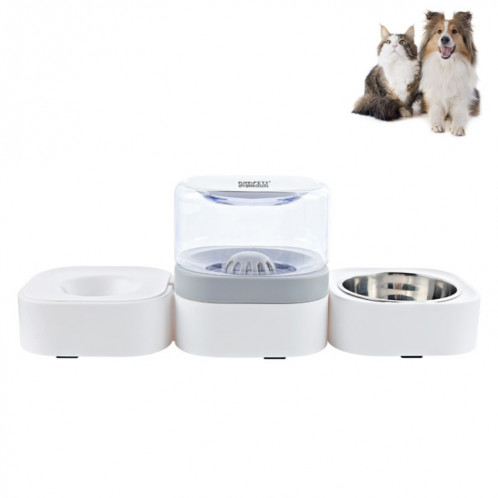 Fontaine à boire automatique lavable amovible transparente pour animaux de compagnie avec boîte à aliments en acier inoxydable, spécification: bol simple (gris) SH93041056-08