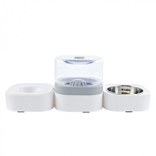 Fontaine à boire automatique lavable amovible transparente pour animaux de compagnie avec boîte à aliments en acier inoxydable, spécification: bol simple (gris) SH93041056-08
