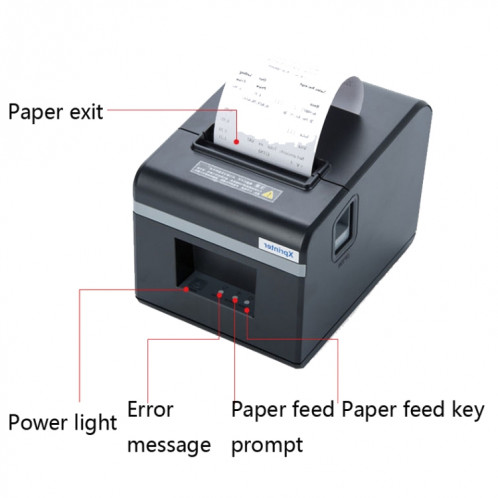 Imprimante de reçus Bluetooth pour machine d'impression thermique Xprinter XP-N160II, style: (gris) SX302B1956-09