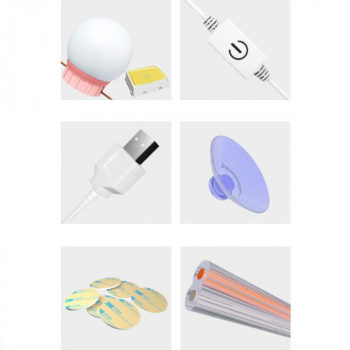 6 LED miroir lumière avant miroir de maquillage dimmable USB contrôle tactile lumière SH12021168-09