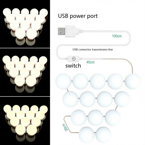 6 LED miroir lumière avant miroir de maquillage dimmable USB contrôle tactile lumière SH12021168-09