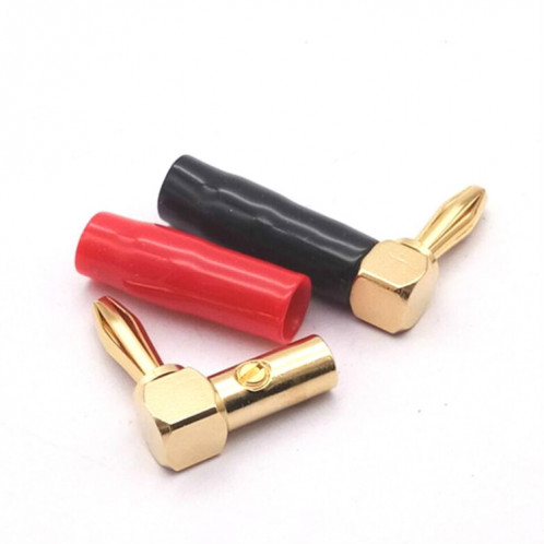10 pièces / 5 paires 4mm fiche banane en forme de L 90 degrés en caoutchouc souple haut-parleur câblage haut-parleur tête de banane (rouge + noir) SH401A1178-04