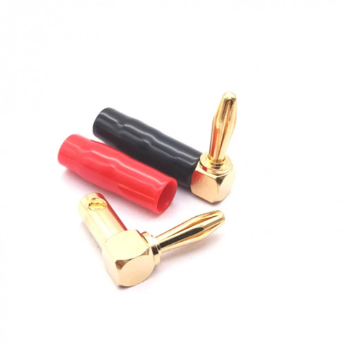 10 pièces / 5 paires 4mm fiche banane en forme de L 90 degrés en caoutchouc souple haut-parleur câblage haut-parleur tête de banane (rouge + noir) SH401A1178-04