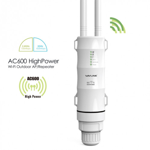 Répéteur extérieur haute puissance double fréquence WAVLINK AC600 AP 2.4G / 5G, type Pulg: SW6701913-010