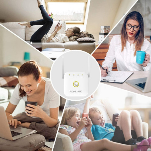 PIX-LINK WR22 Extendeur d'amélioration de l'amplification du signal sans fil Wifi 300 Mbps, Type de prise: Prise AU (Noir) SP604A1657-012