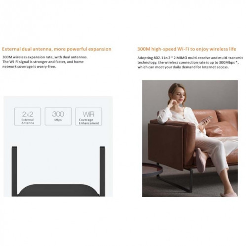 PIX-LINK WR22 Extendeur d'amélioration de l'amplification du signal sans fil Wifi 300 Mbps, Type de prise: Prise AU (Noir) SP604A1657-012
