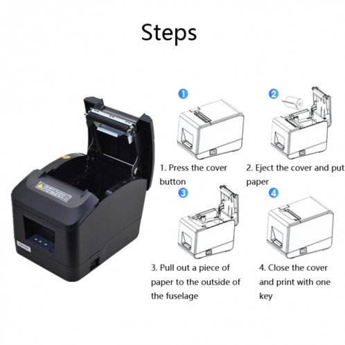 Imprimante thermique Xprinter XP-A160M Imprimante de caisse enregistreuse pour restauration Bill POS, Style: Prise UE (LAN Port réseau) SX403A506-08