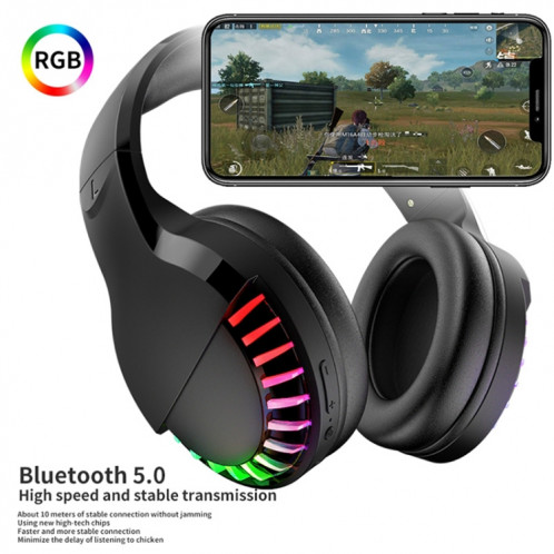 SH33 Casque Bluetooth filaire bimode RVB Téléphone portable Casque de jeu à réduction de bruit de basses lourdes (noir) SH301A559-08