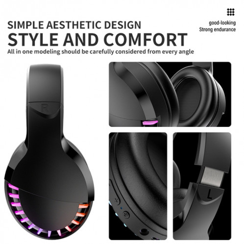 SH33 Bluetooth filaire double mode RGB casque téléphone portable casque de jeu à réduction de bruit de basses lourdes SH301B1702-09