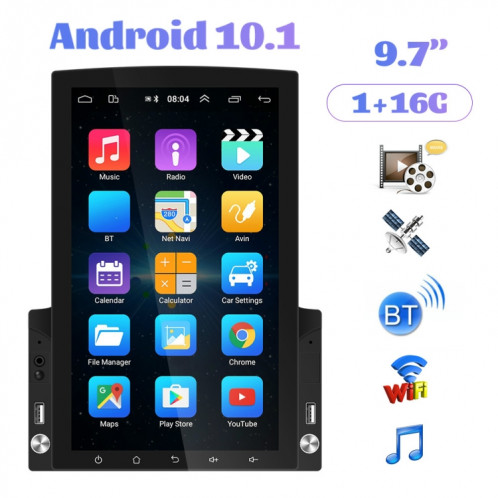 Écran vertical de 9,7 pouces HD 2.5D Glass Car MP5 Player Android Navigation All-in-one Machine, Spécifications: Standard + 4 lumières caméra SH7202790-013