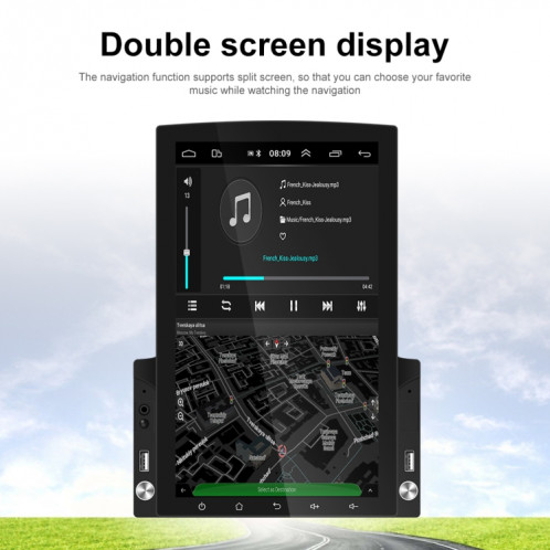 Écran vertical de 9,7 pouces HD 2.5D Glass Car MP5 Player Android Navigation All-in-one Machine, Spécifications: Standard + 4 lumières caméra SH7202790-013