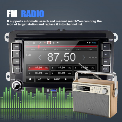 Convient pour Volkswagen 7 pouces Lecteur multimédia de voiture Navigation Bluetooth Inverser la machine intégrée Android 10.0, Spécifications: 1 + 16G SH1101719-011