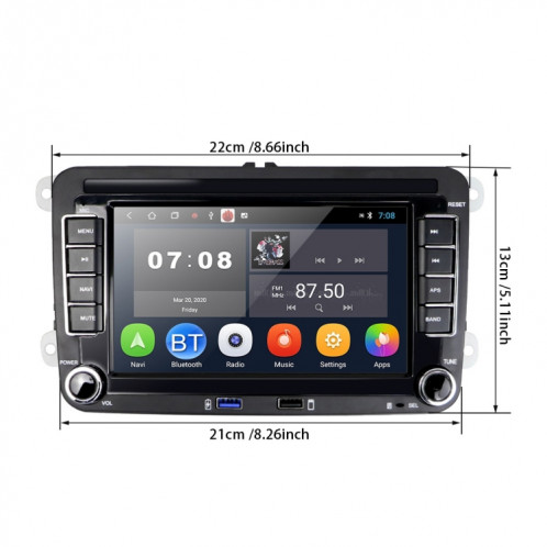 Convient pour Volkswagen 7 pouces Lecteur multimédia de voiture Navigation Bluetooth Inverser la machine intégrée Android 10.0, Spécifications: 2 + 16G SH1102582-011