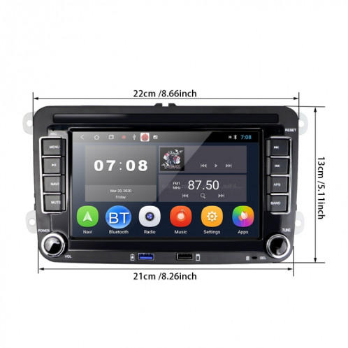 Convient pour Volkswagen 7 pouces Lecteur multimédia de voiture Navigation Bluetooth Inverser la machine intégrée Android 10.0, Spécifications: 2 + 32G SH11031591-011