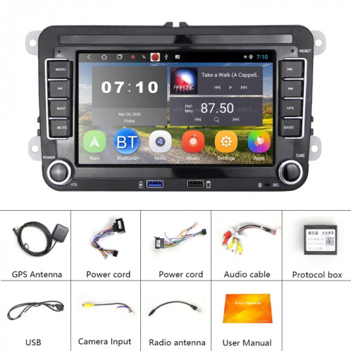 Convient pour Volkswagen 7 pouces Lecteur multimédia de voiture Navigation Bluetooth Inverser la machine intégrée Android 10.0, Spécifications: 2 + 32G SH11031591-011