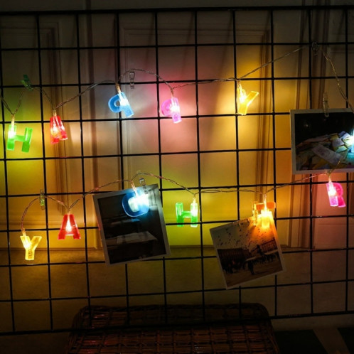 3 PCS LED Lumineux Joyeux Anniversaire Lettre Guirlande Lumineuse Lettre  Alimentée Par Batterie Lumières Colorées