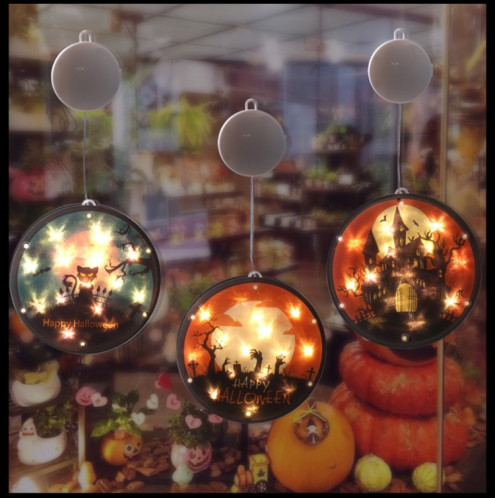 2 PCS Halloween Star String Light Show Fenêtre Horreur Décoration LED Lampe suspendue à piles (cimetière) SH701A55-06